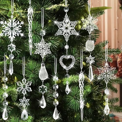 Adornos de cristal para decoración de árbol de Navidad, 21 piezas de adornos de árbol de Navidad brillantes deslumbrantes decoración de fiesta,
