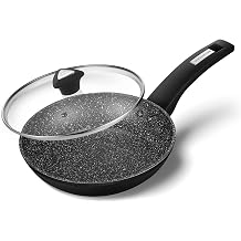 CSK 8-Inch Nonstick Frying Pan with Lid, Nonstick Egg Pan, Omelette Pan with Ergonomic Handle and Flat Bottom, Induction Aluminum Egg Pan Skillet Cookware, APEO & PFOA-Free, Stone-Derived Coating