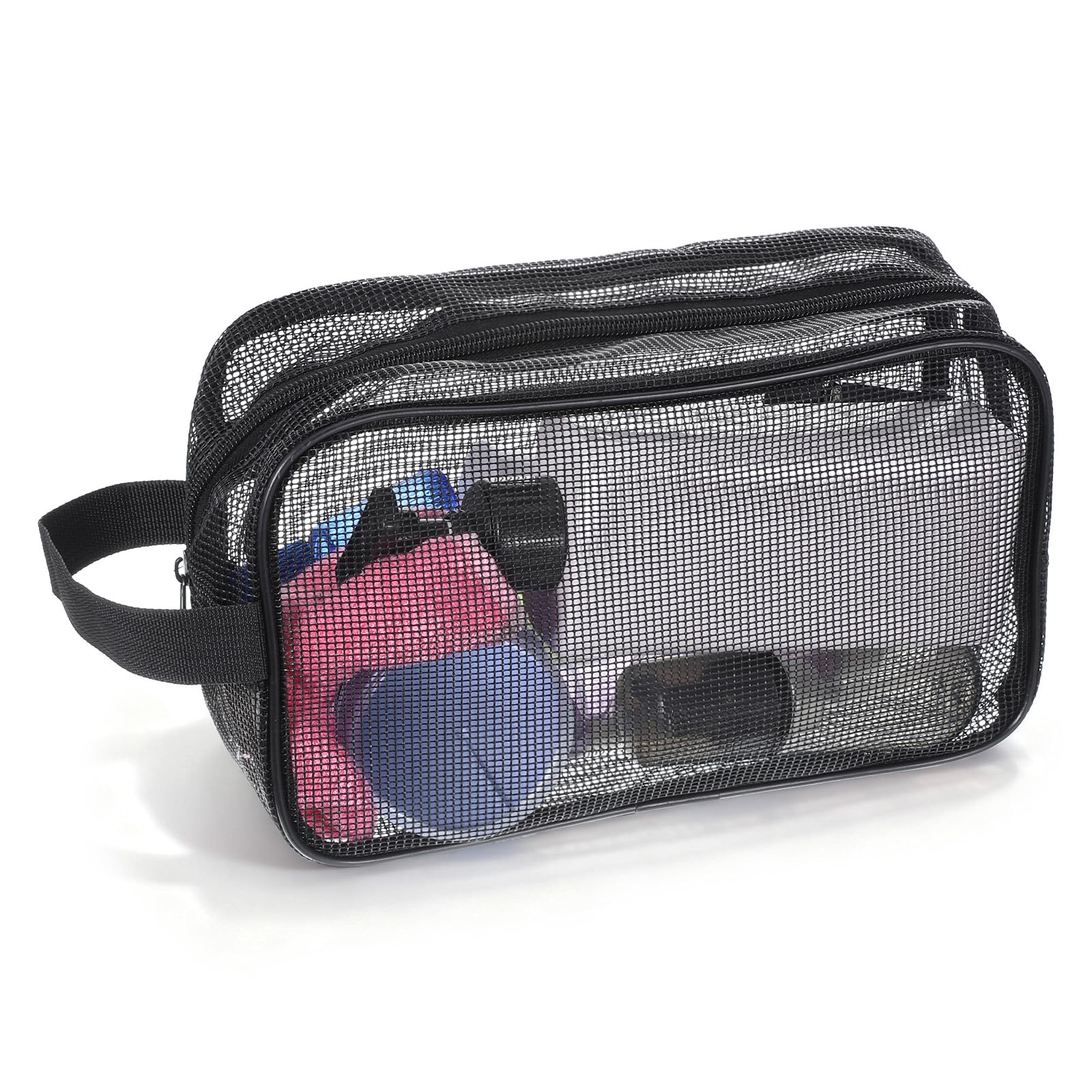 Ezymivs Mesh Shower Caddy Bag Black Portable Mesh Shower Caddy Toiletry Organizer Bag Quick-Dry Gym Showers Meshes Bags