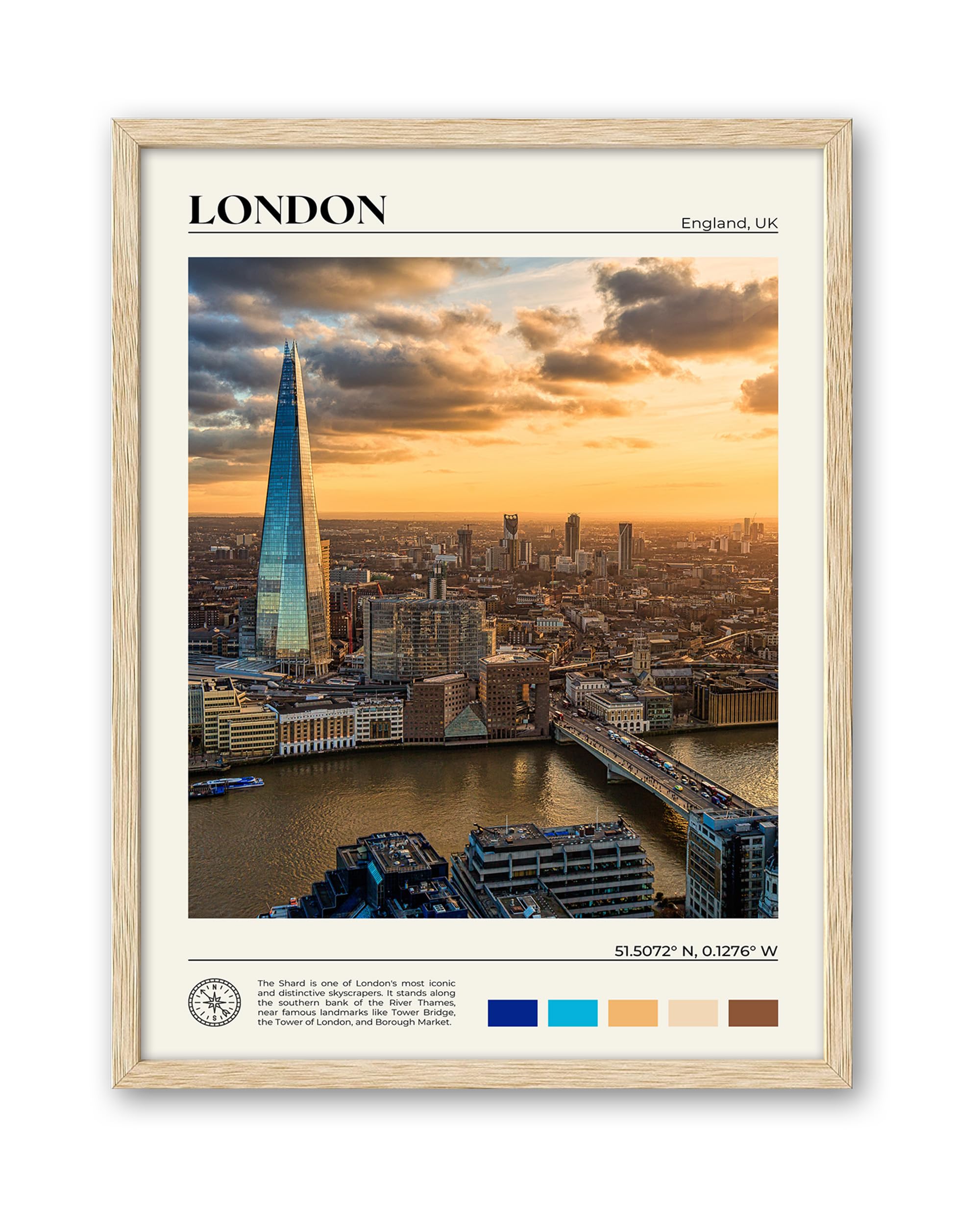 HesenDot London Framed Wall Art,30x40cm Iconic Skyscraper Landscape Canvas Print,Classic Urban City Landmark Poster Wall Decor for Living Room Bedroom Office,Set of 1
