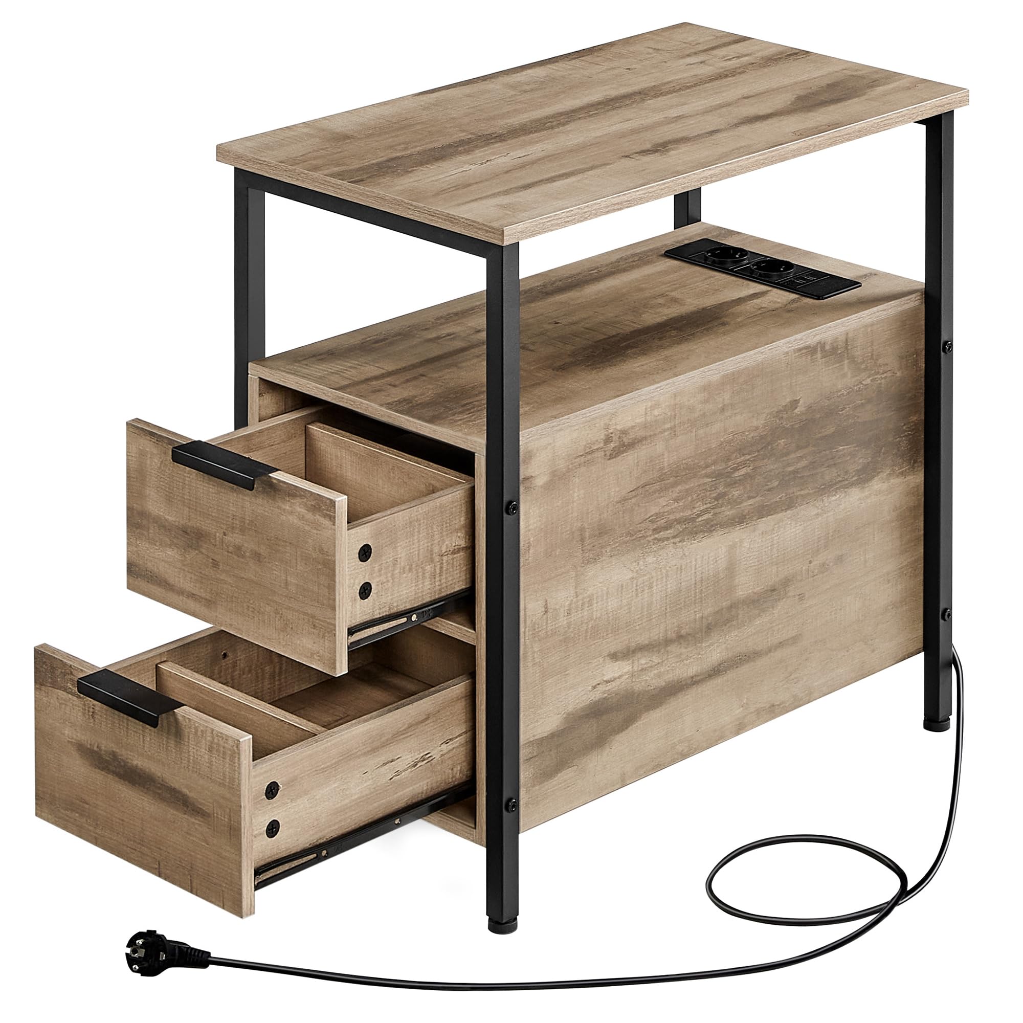 VASAGLE Table d'Appoint avec Multiprise