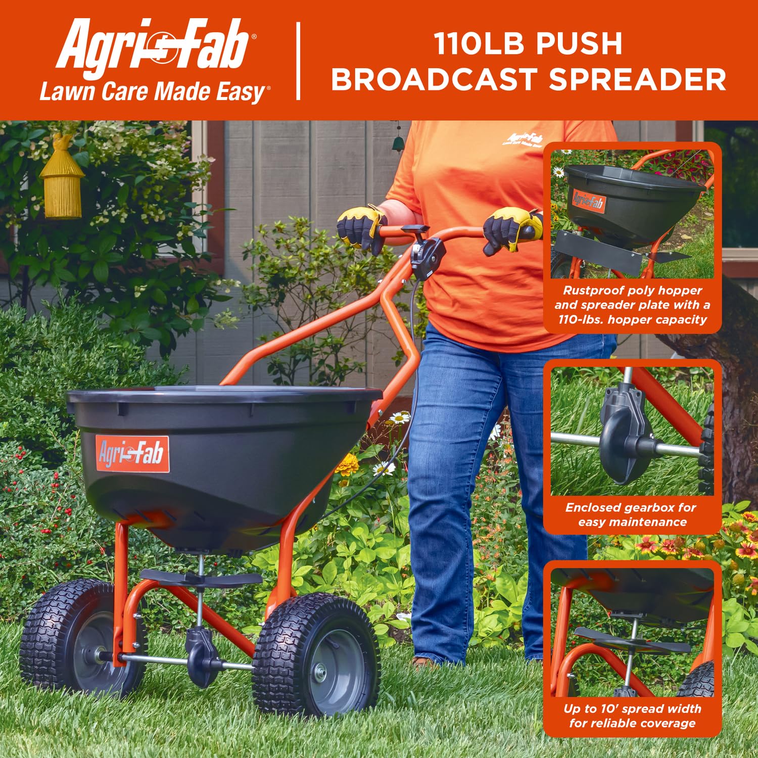 Agri-Fab Inc 45-0576 Push Spreader, czarny/pomarańczowy