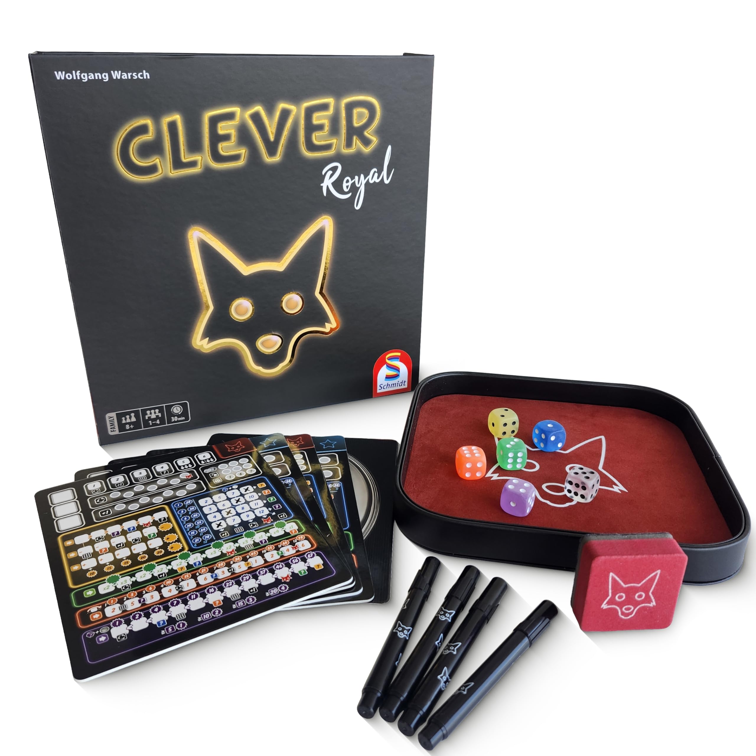 Schmidt Spiele - Clever! Royal Deluxe Edition - Roll- und Schreibspiel - Strategie, schnelles Spiel - Brettspiel - Englische Version - 88541