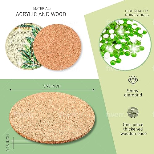 Miniatura 4 de 8 posavasos de pintura de diamantes  Posavasos de arte de diamante  Pintura de arte de diamantes de hojas  Regalo perfecto para amantes de hojas,