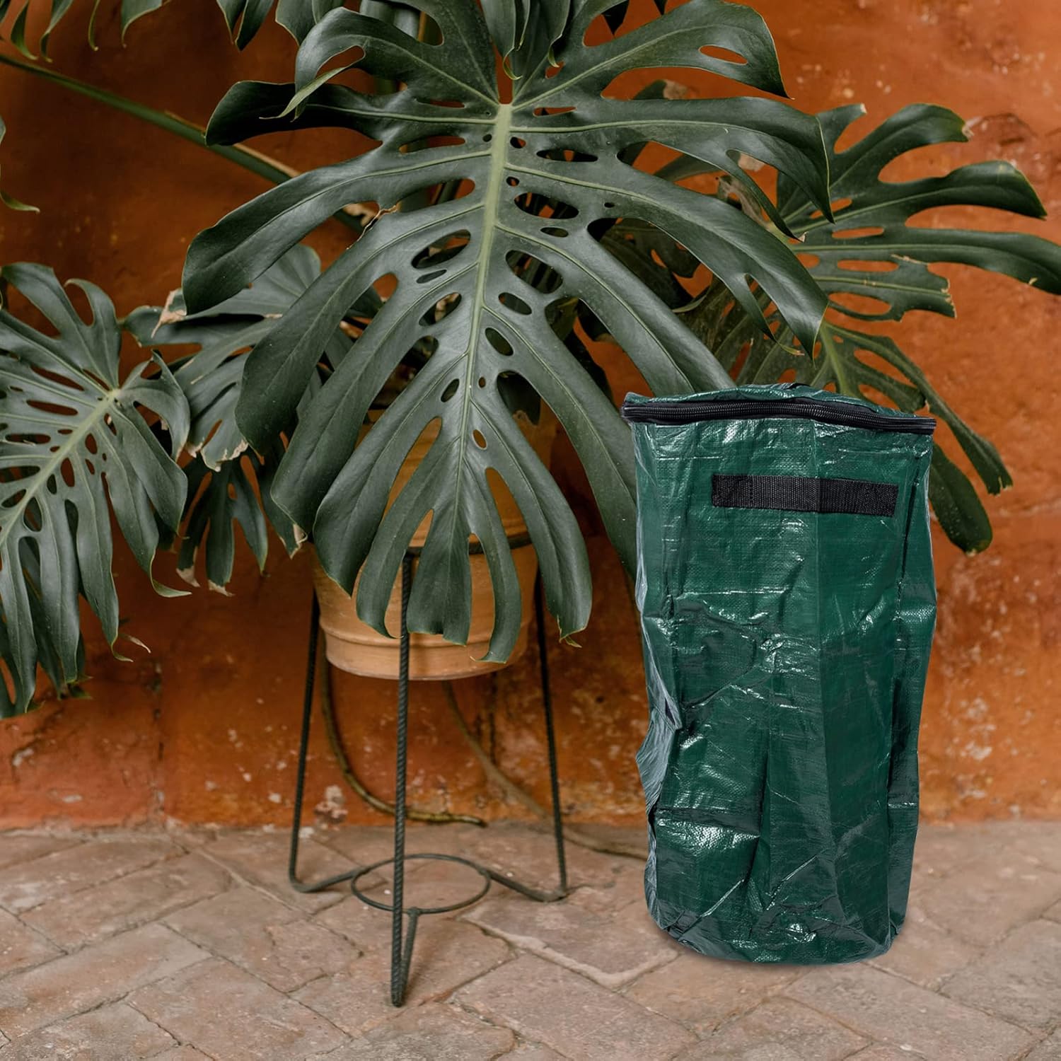 Happyyami Reusable Garden Waste Bag Folding Yard Waste Bag with Handle and Window Lawn Trash Bin Patio Standable Bag Plant Clippings Containers for Collecting Leaves Paper : Patio, Lawn & Garden