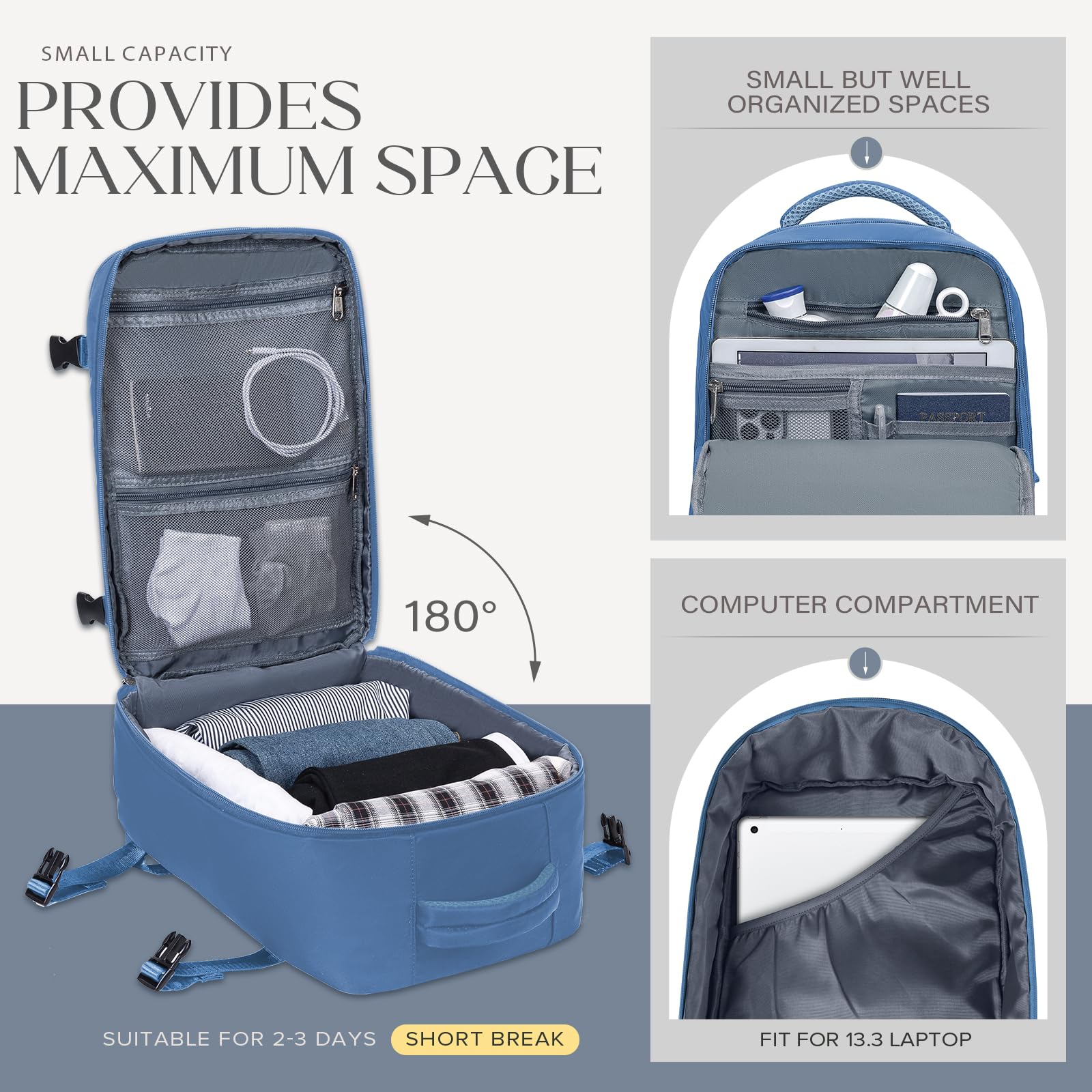 Hayayu Borse da Cabina per Ryanair 40cmx20cmx25cm Bagaglio a Mano Zaino Borsa Zaino da Viaggio Il Sedile Zaino per Ryanair bagaglio a mano Borsa Cabina Viaggio Zaino Travel Casual Daypack