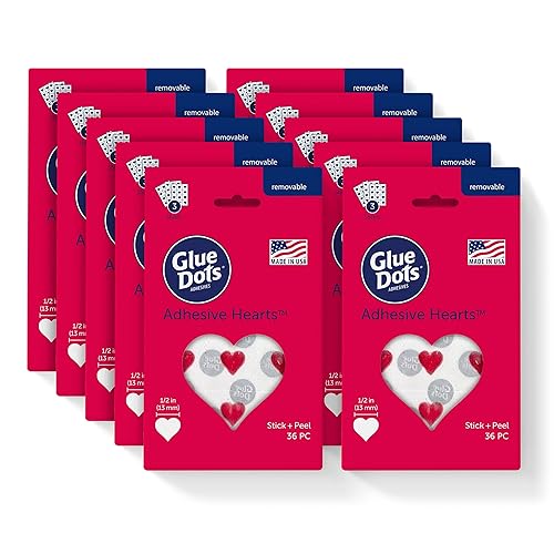 Glue Dots Corazones en hojas - Paquete de 10