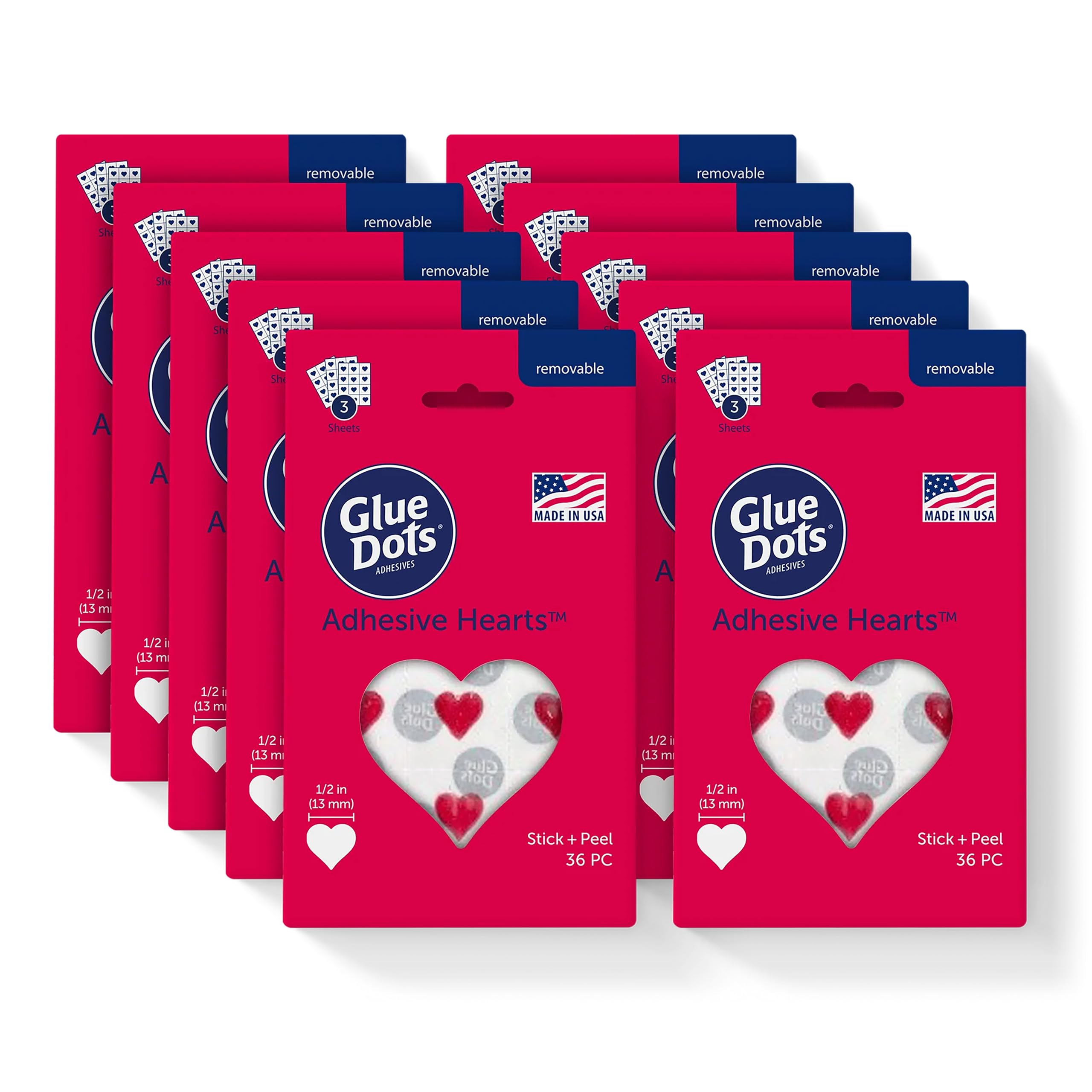 Glue Dots® Hearts on Sheets - 10 Pack