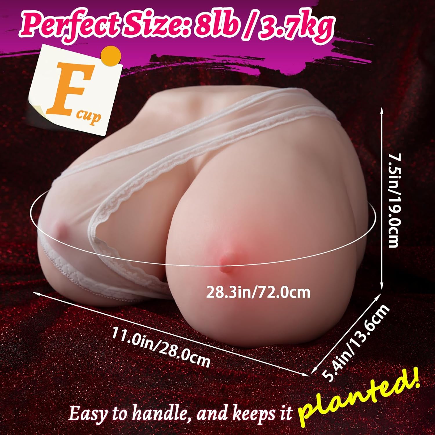 Realistic Sex Doll for Men, Life Size Big Boobs Sex Toy Breast Male Masturbator Stroker Female Sex Torso Boobs Adult Toy for Couple, Soft Jelly Sex Doll Boobs Silicone Breasts Toy with Pussy Anus 8lb