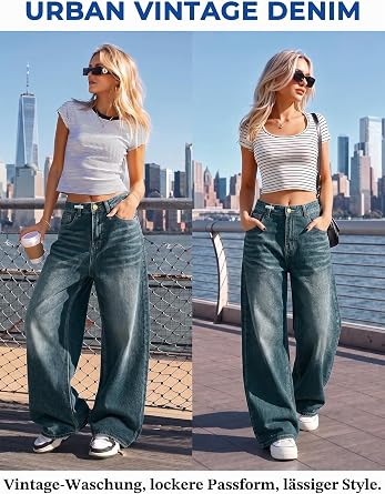 EMMIOL Baggy Jeans for Women with Wide Leg and High Waist Vintage Trousers