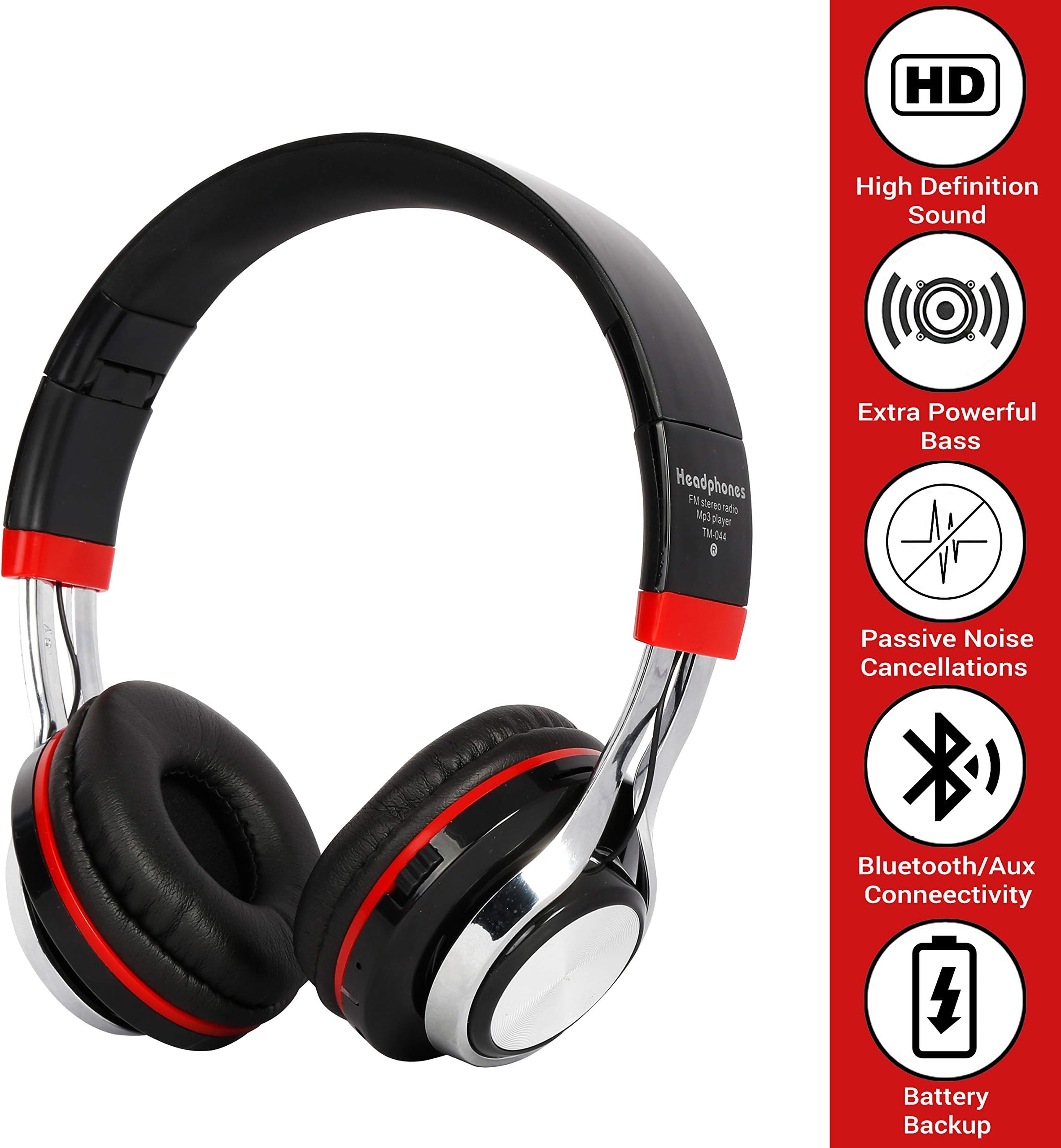 Deals On 1971 Wireless Bluetooth Headphones with Memory Card Support, FM Radio Enabled and Big Battery (Black)