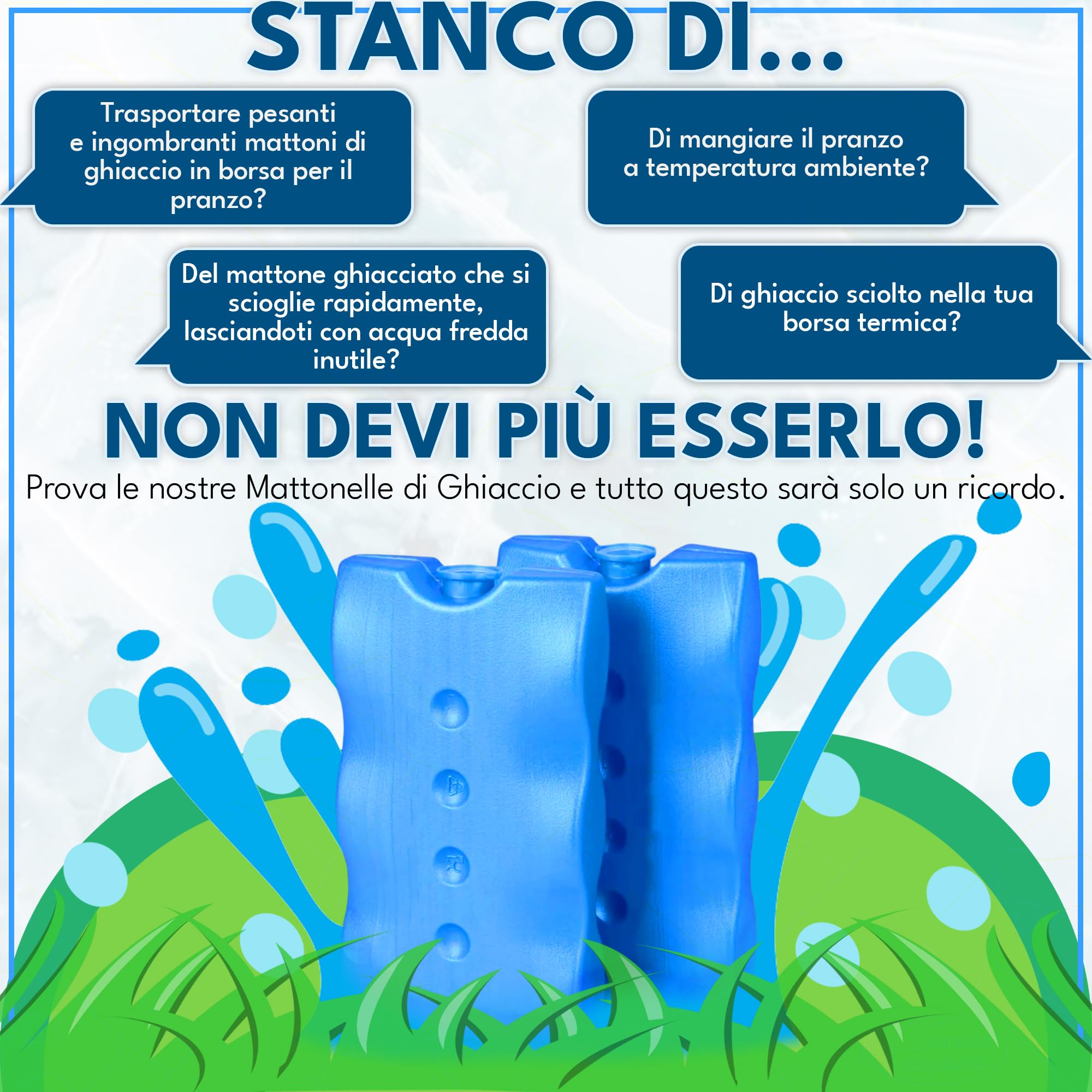 Sicignano | Piastra Ghiaccio Riutilizzabile in Polietilene 2 Pezzi x 400 ml – Mattonella Refrigerante per Borsa Termica Frigorifero Portatile Trasporto Alimenti Contenitori Termici (40)