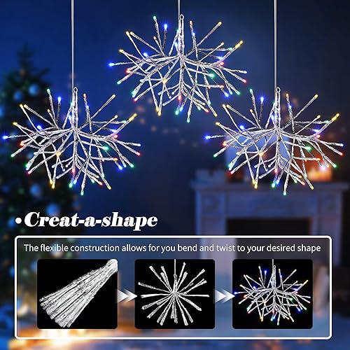 Miniatura 2 de Hiboom 1 en 3 luces de copo de nieve grandes de Navidad con 96 LED, adornos de copos de nieve de Navidad colgantes de 16 pulgadas con 8 modos