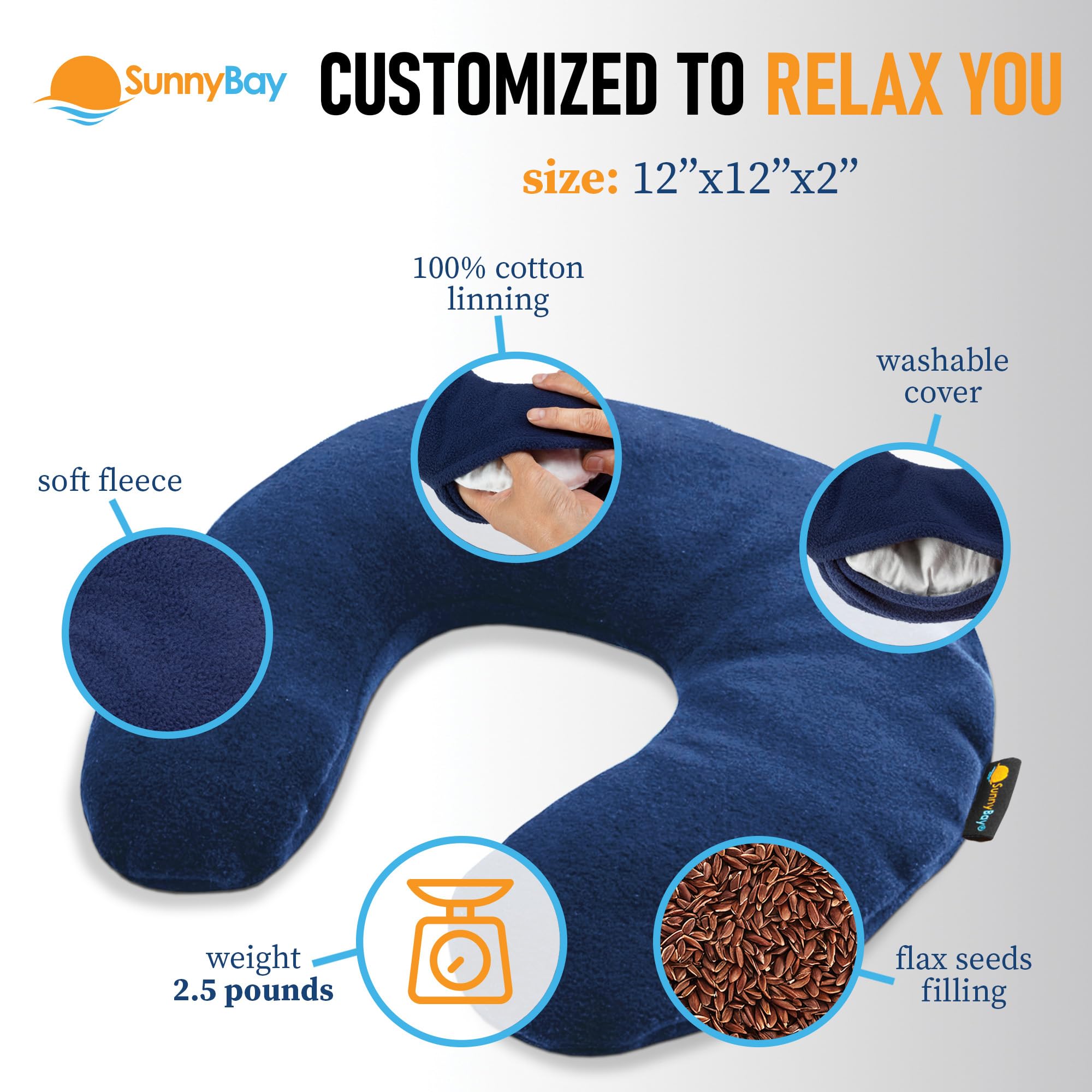 Sunny Bay Microwavable - Almohada térmica para terapia de calor, para dolor de cuello y hombros, alivio del dolor muscular, color azul