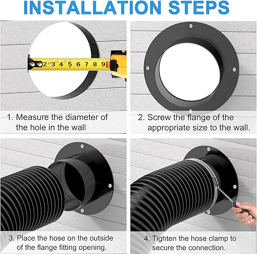 Miniatura 3 de Hon&Guan Conector de conducto de 4 pulgadas, conector de conducto de 4 pulgadas, conector de ventilación de secadora de brida para sistema de