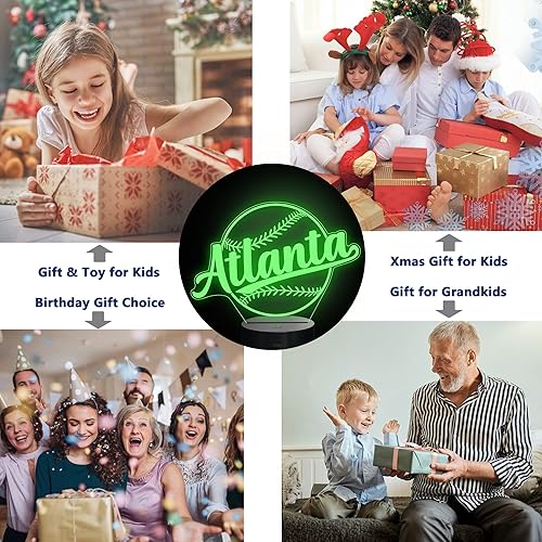 Miniatura 3 de Regalos de béisbol, luz nocturna de béisbol, lámpara de ilusión 3D para niños, regalo de 16 colores cambiantes, control remoto, iluminación de