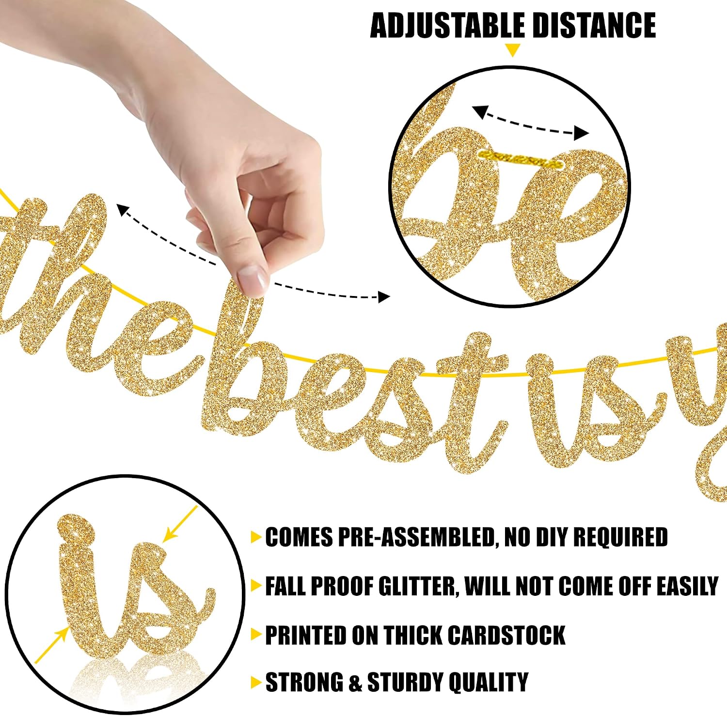 KatchOn Glitter The Best is Yet to Come Banner - 10 Feet, No DIY | Gold Congratulations Banner, 2026 Graduation Decorations | Congratulations Decorations for Gold Graduation Decorations 2026