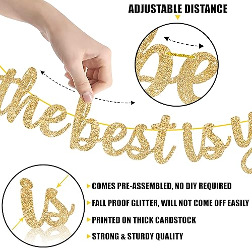 Miniatura 6 de Pancarta con purpurina, The Best Is Yet To Come  10 pies, sin bricolaje  Cartel de felicitación para decoraciones de felicitaciones  Decoraciones de