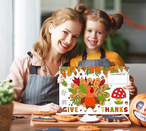 Miniatura 4 de FaCraft Colorea tu propio mantel individual de Acción de Gracias para niños, 12 hojas desechables de otoño, Acción de Gracias, manteles individuales