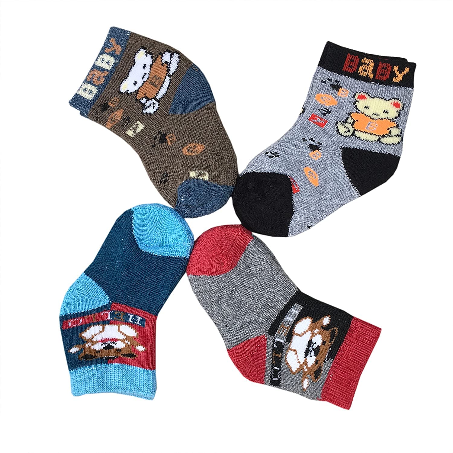 CLUZE Kids Socks Baby Girls and Boys- Cotton Multicolor Cartoon Socks (Pack of 10) Free Size 1