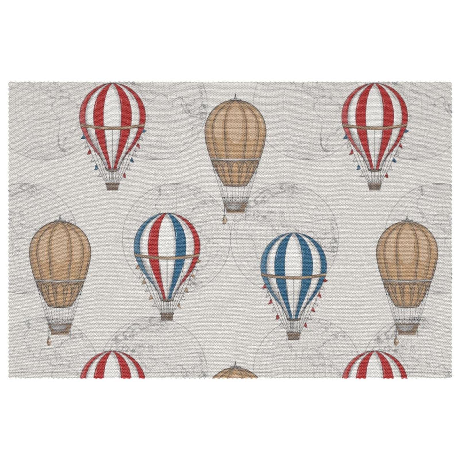 Set de table tissu Oxford montgolfière vintage pour sublimer vos repas de famille
