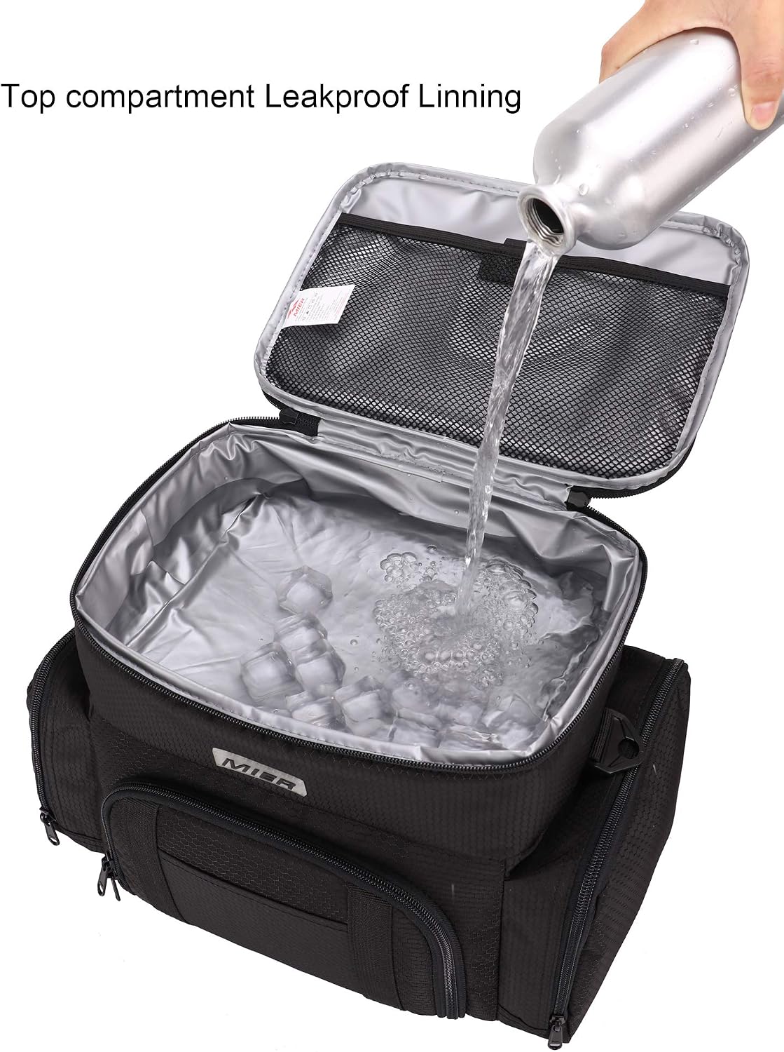 MIER 2 Compartment Lunch Bag Insulated Cooler Bag Meal Prep Bag for Men, Women, Adult, Black