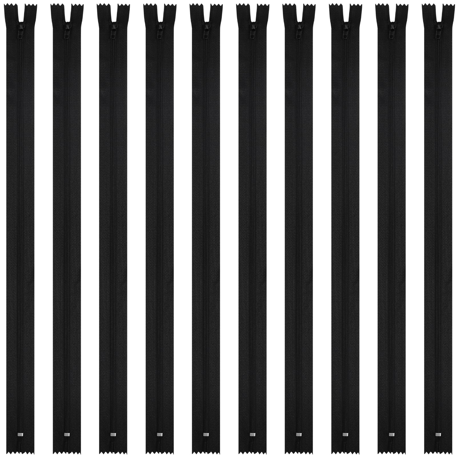 DOITEM 5pcs Multicolor Nylon Coil Zippers for Sewing and Crafts (Schwarz, 35cm)