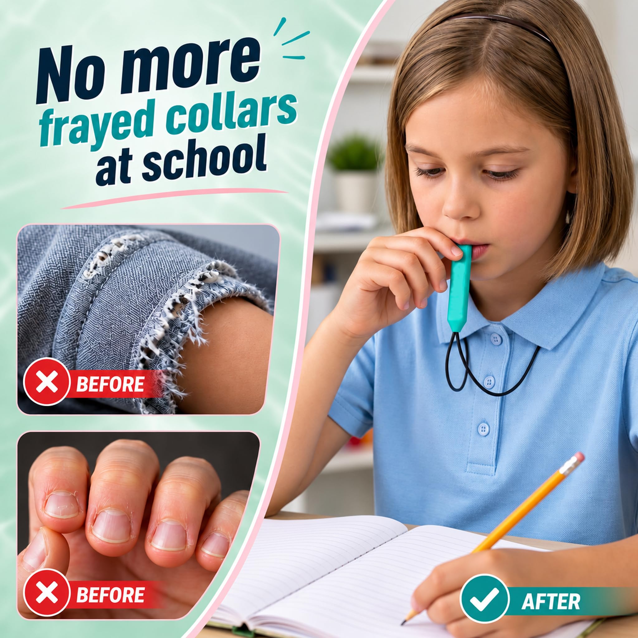 Discreet Chew Necklaces for Sensory Kids: Sensory Biting Toys, 3-Pack — Amazon image 3