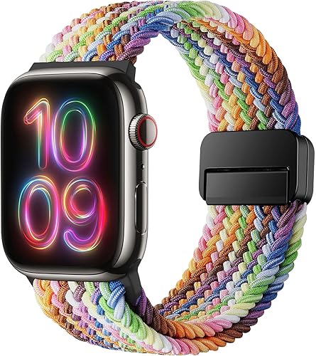 Miniatura 8 de HITZEE Compatible con Apple Watch Band de 1.92, 1.77, 1.73, 1.65, 1.61, 1.57 y 1.49 pulgadas, bandas elásticas trenzadas con cierre magnético