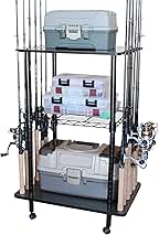 Rush Creek Creations 12 Fishing Rod Tackle Cart - 5 Minute Assembly, Black (40-0001)