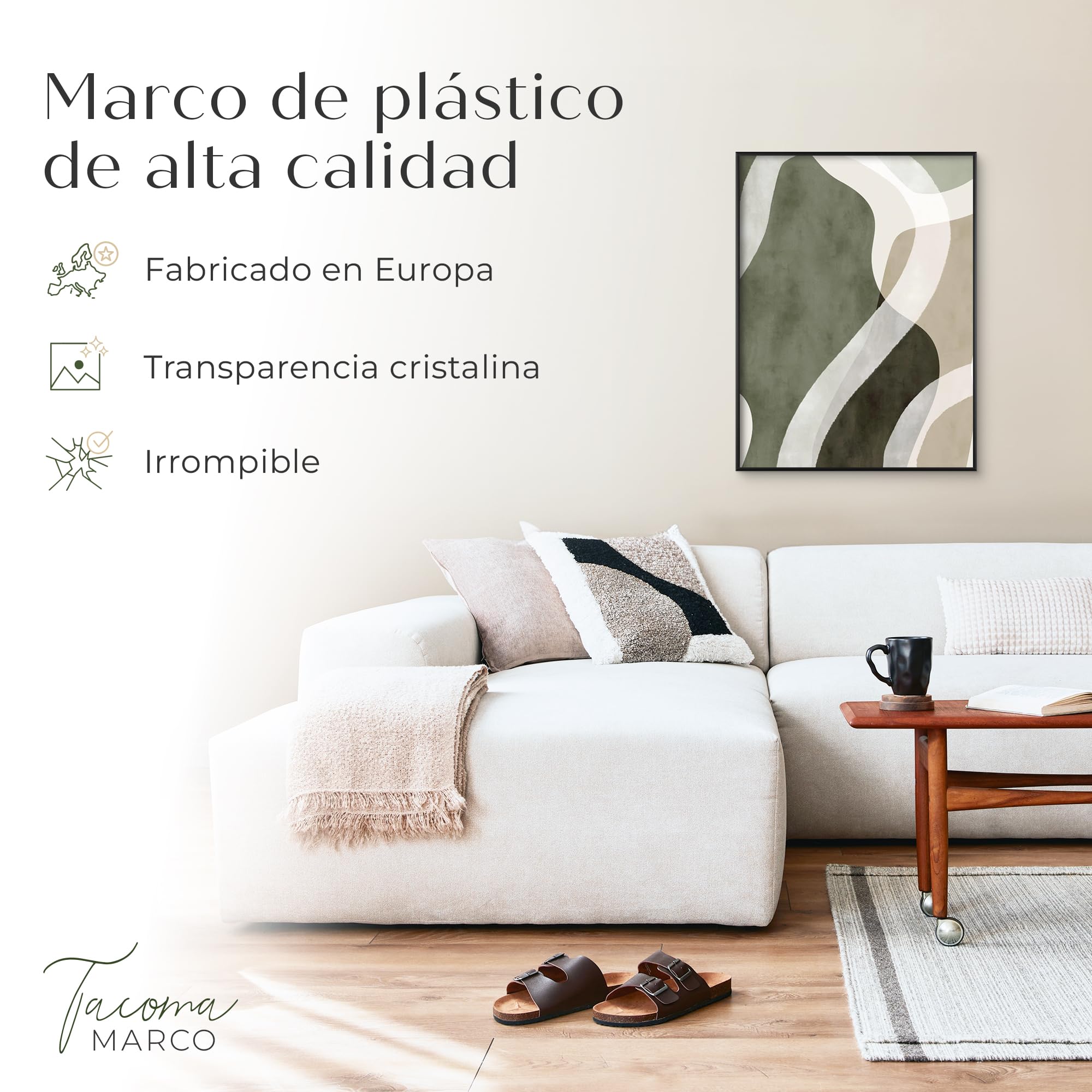 Marco 46x61 cm Aluminio con cristal acrílico - Negro