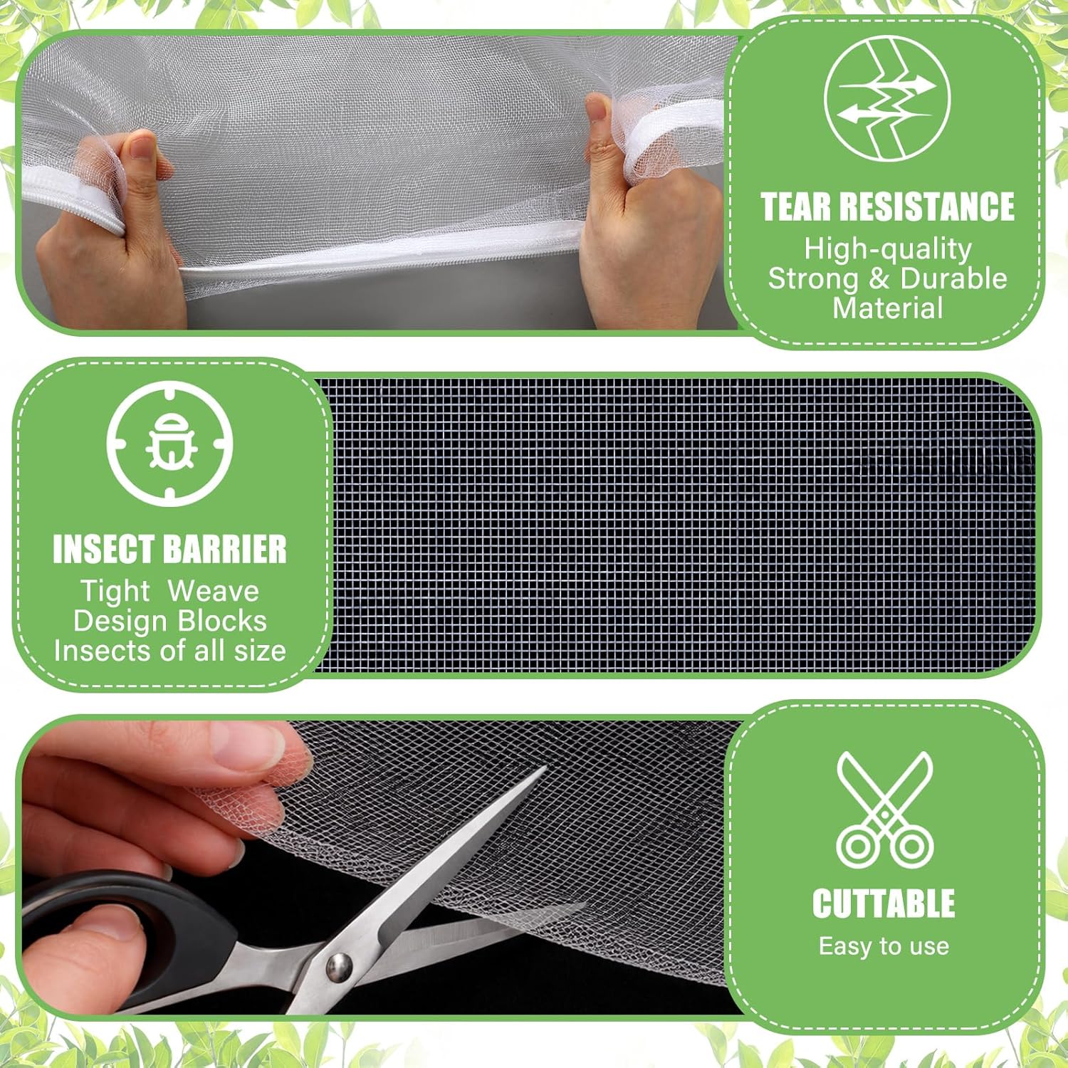 12 x 33 ft Garden Netting Pest Barrier Extra Large Fruits Tree Netting Cover White Ultra Fine Mesh Insect Cover Plant Protection Net Bags Bug Barrier for Summer Vegetables Trees Raised Bed