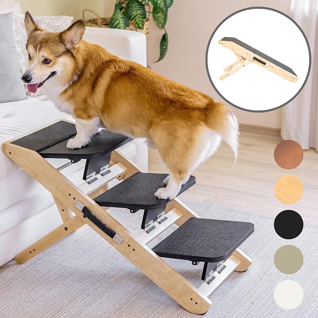Escalones y Rampa para Perros 2-en-1 - Escalera/Rampa Ajustable en Altura para Sofá 18-50 cm