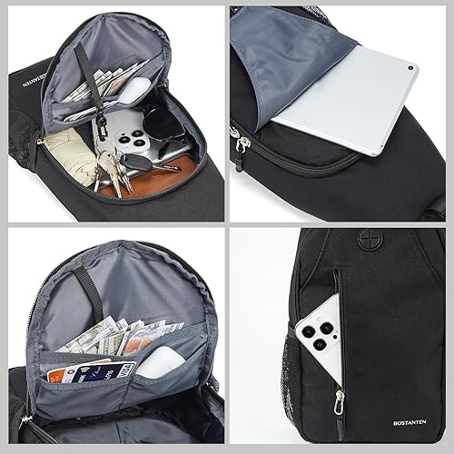 Miniatura 3 de BOSTANTEN Bolso bandolera, mochila cruzada para el hombro, bolsa de pecho para hombres y mujeres, viajes, senderismo, mochila casual