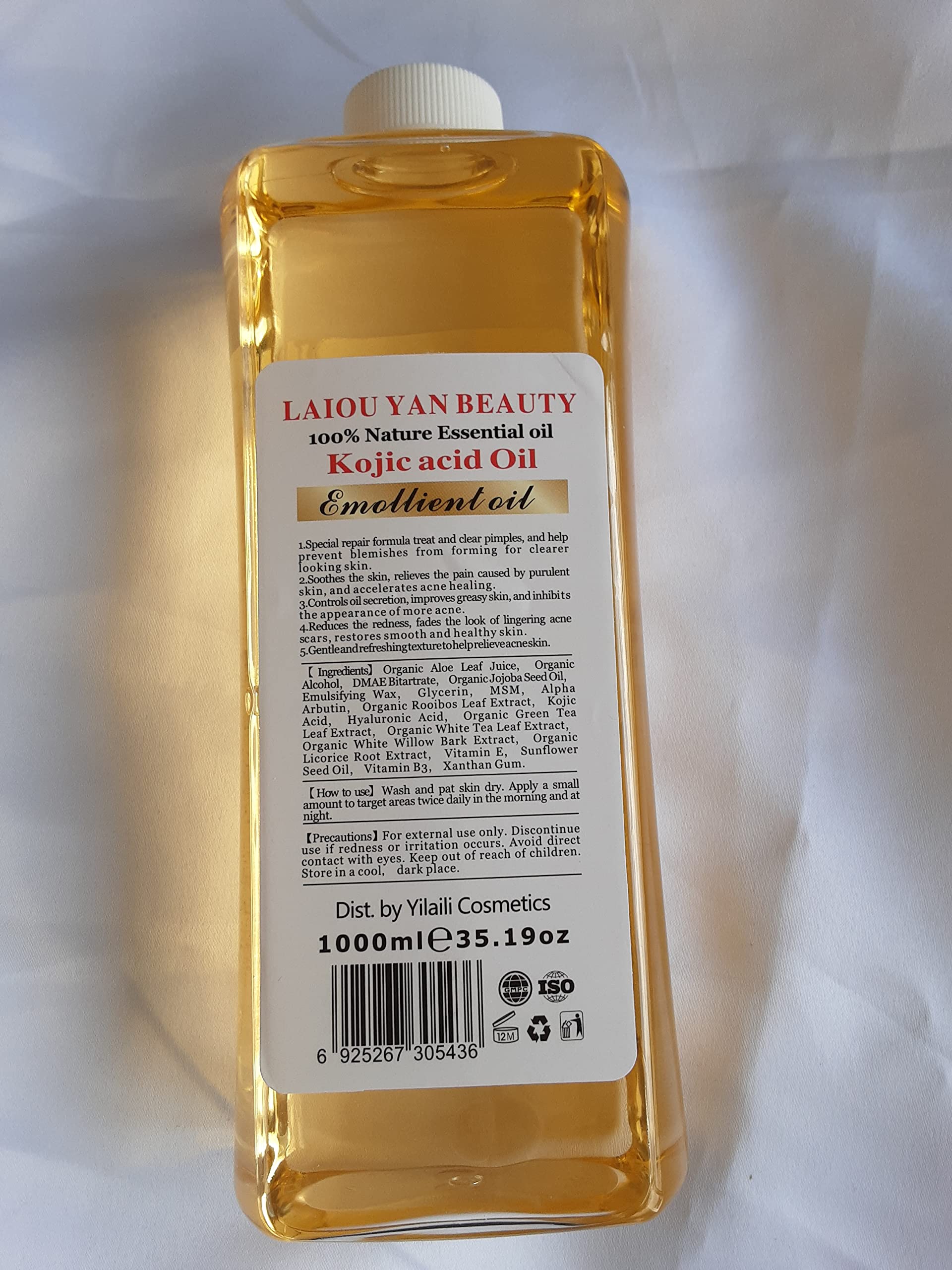 GLÜPA HUILE ESSENTIELLE 100% NATURELLE ET PURE ÉCLAIRCISSANTE ET BLANCHISSANTE A L ACIDE KOJIC, GLUTATHIONE ET VITAMINE C POUR LE CORPS ET LE VISAGE 1 LITRE