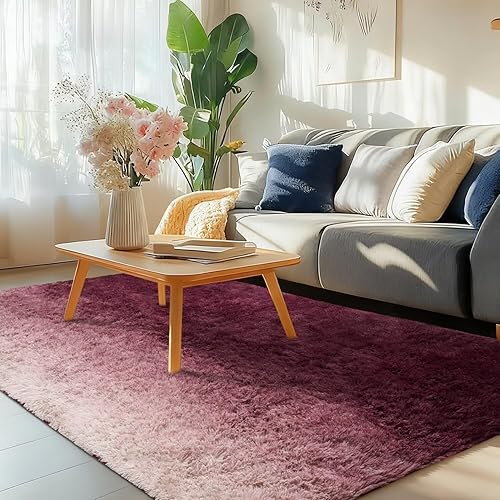 Miniatura 95 de Vafodo Alfombras de área para dormitorio esponjoso, alfombra de sala de estar, 9 x 12 pies, suave y esponjosa, alfombra de área rosa sólido