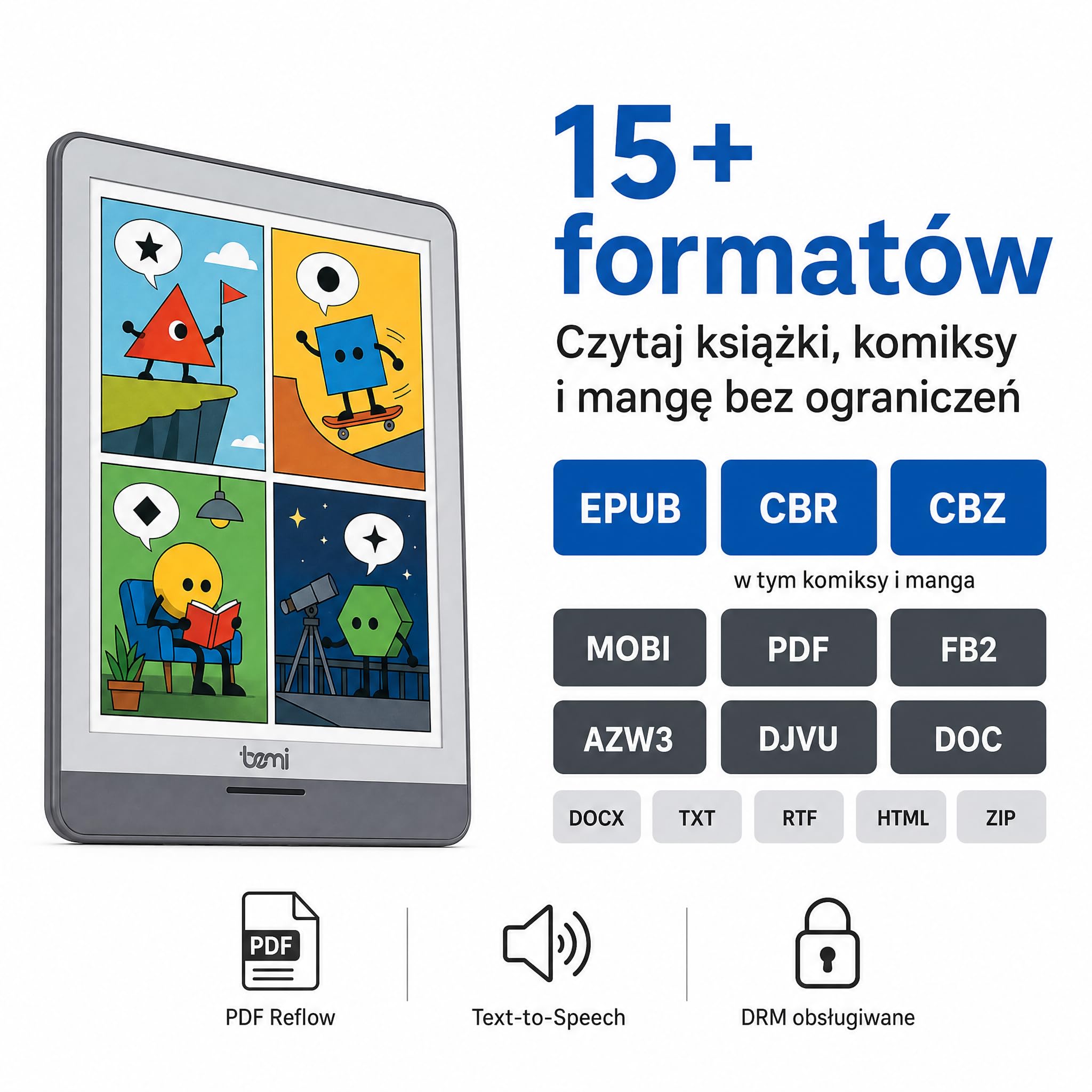 Bemi Cognita Tab 6 Pro C Lettore di eBook a colori da 6" E Ink Kaleido 3, Android 11, 32 GB, Wi-Fi 5, Bluetooth, Google Play, Grigio
