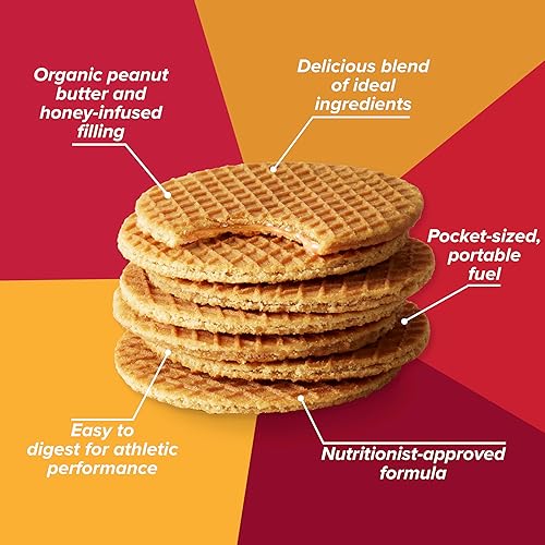 Miniatura 4 de Honey Stinger Waffle orgánico de mantequilla de maní y fresa, Energy Stroopwafel para ejercicio, resistencia y rendimiento, nutrición deportiva para