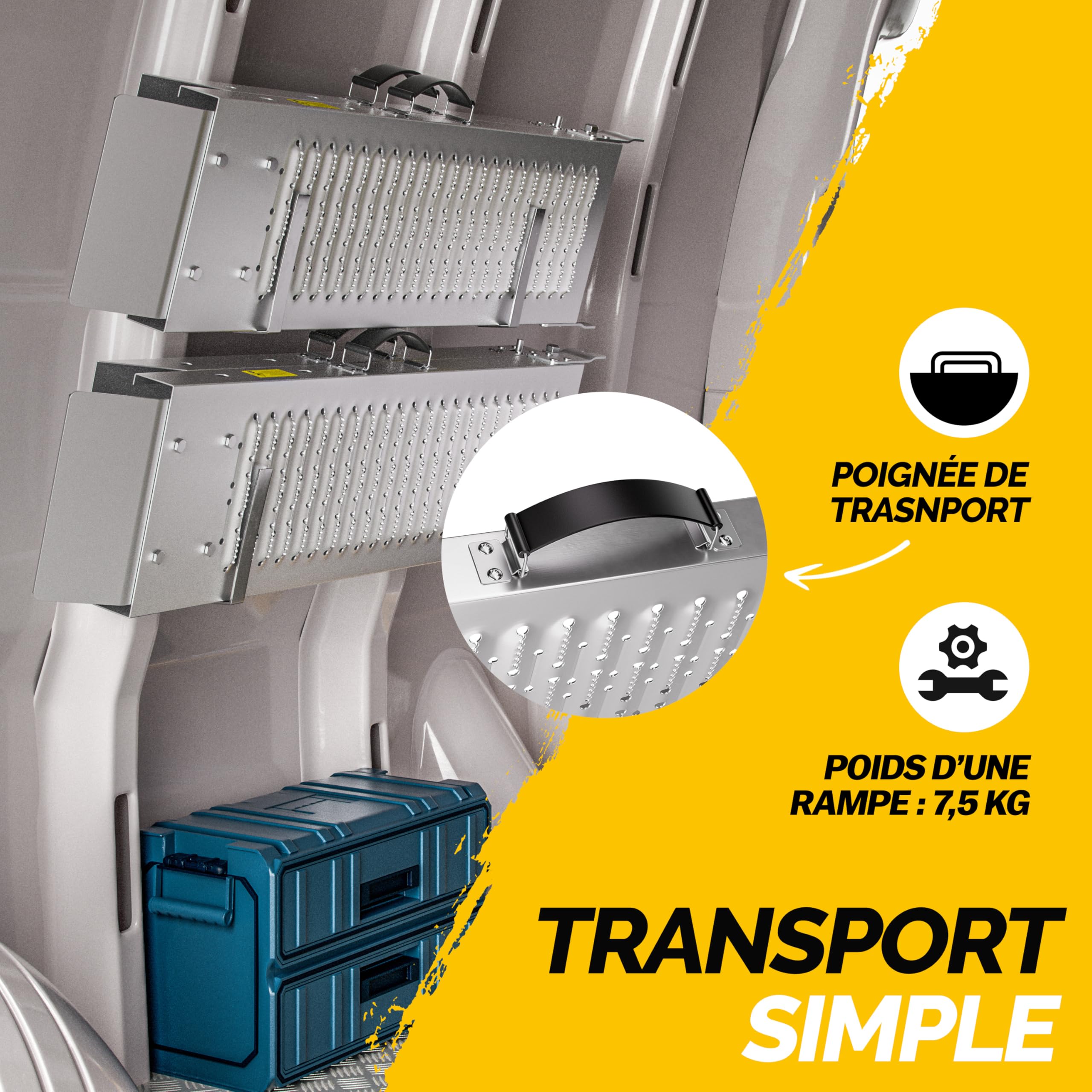 MONZANA® Lot de 2 rampes de Chargement Pliables en Acier galvanisé Charge Max. 200 kg par Rampe Surface antidérapante