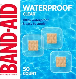 BAND-AID Brand Waterproof Clear Spot Adhesive Square Bandages, Individually Wrapped Small Spot Bandages for Wound Care for Minor Cuts & Scrapes, Waterproof, One Size, 50 ct