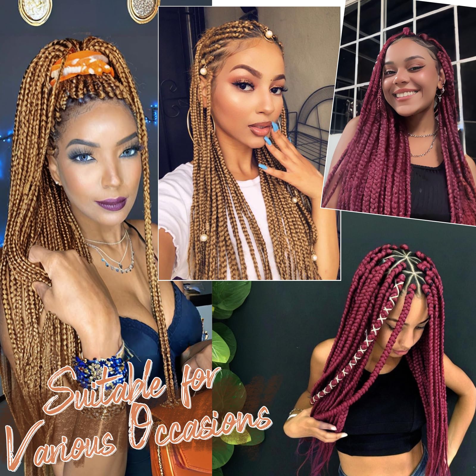 BARSDAR Pre Stretched Braiding Extensions, 66cm 8 Packs Rot Lange Hair Extension für Twist oder Box Braids EZ Yaki Hot Water Setting Synthetik Crochet - 900# Burgunder