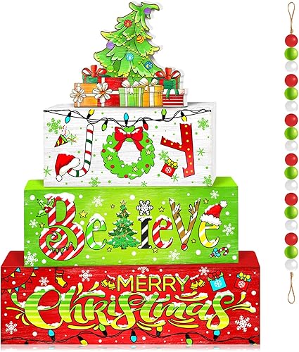 Miniatura 20 de Britimes Juego de 4 piezas de decoración de mesa de noche de película, juego de decoraciones de bandeja escalonada de Navidad, estrella de película,