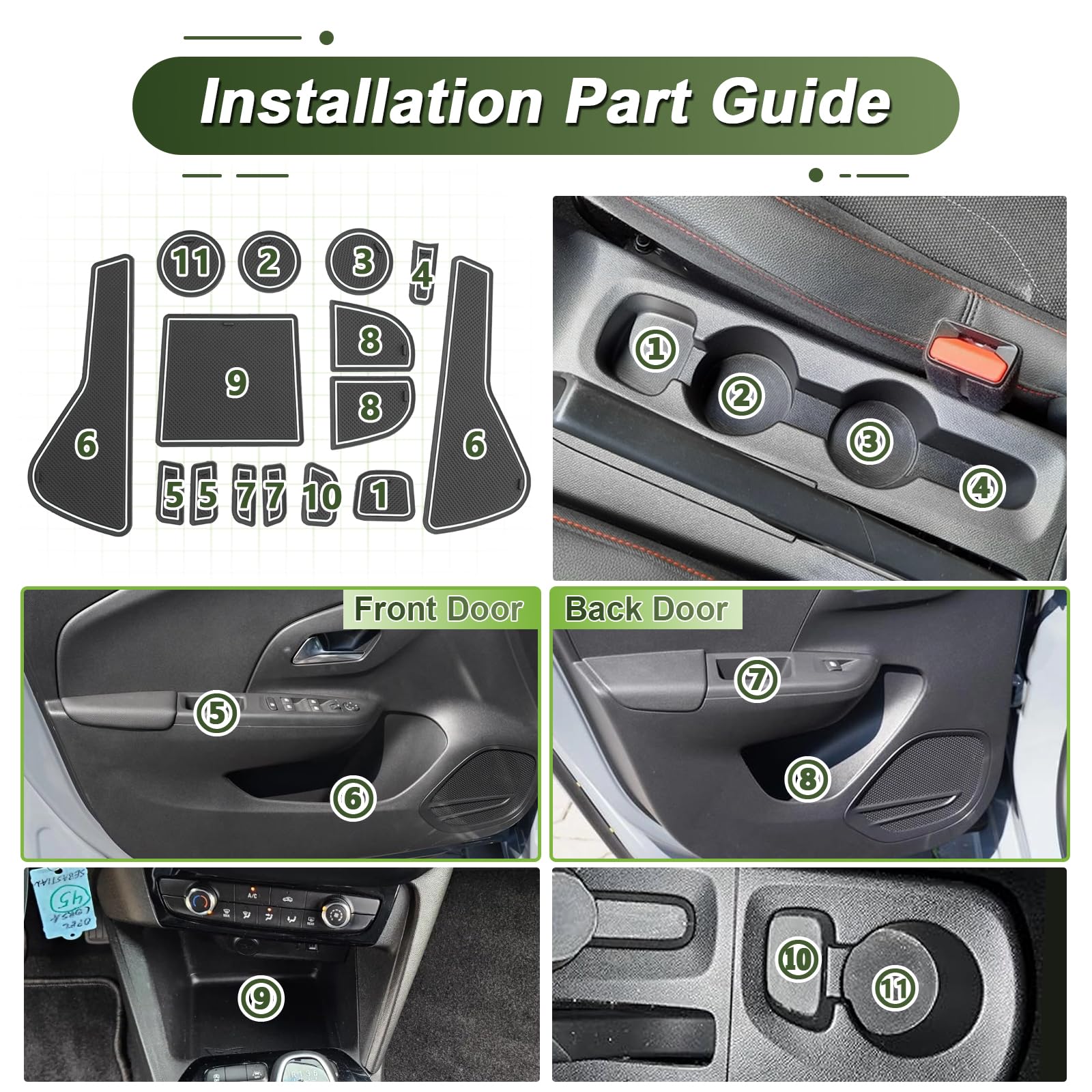 Tappetini Antiscivolo Per Opel Corsa F 2020-2025 - Gomma, Nero, Per Fessure Porte - Foto 5