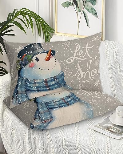 Miniatura 9 de Fundas de almohada de tamaño estándar de muñeco de nieve, 2 paquetes de fundas de almohada suaves para sofá, funda de cojín lumbar de cuerpo largo