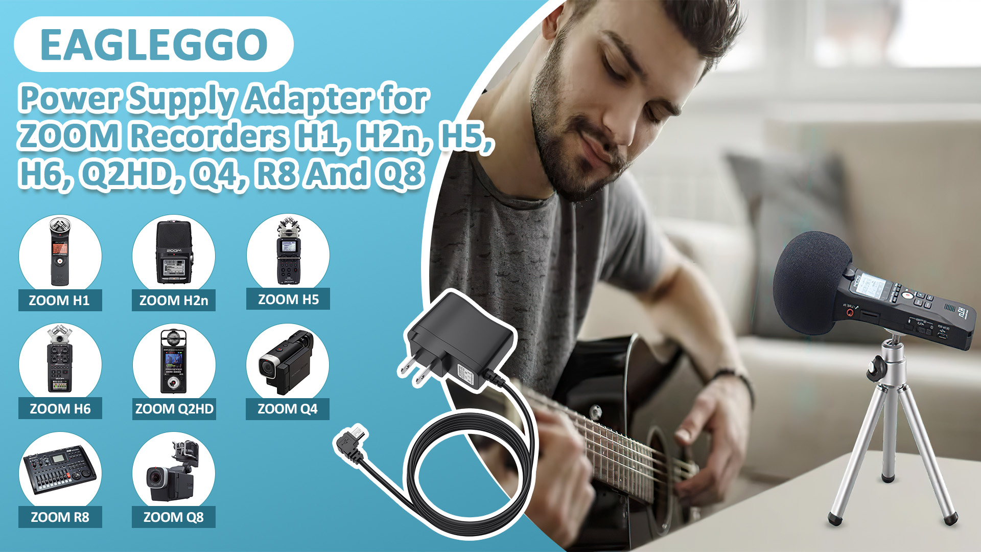 Amazon.com : Eagleggo Power Supply Adapter for Zoom Recorders H1