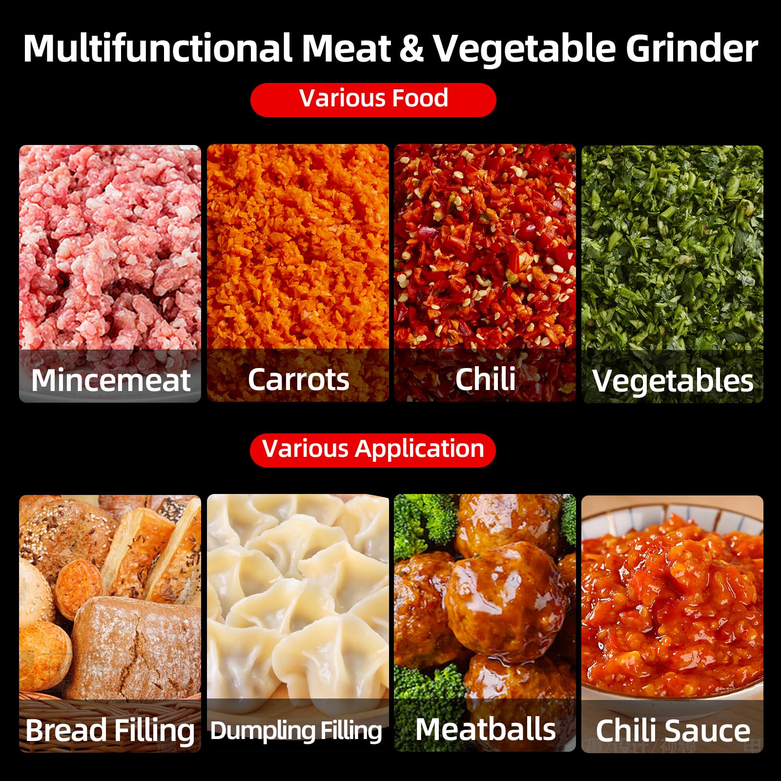 TERUISI Commercial Food Processor, 250W Heavy Duty Electric Meat Grinders with 1500RPM Blade Speed, 6QT Stainless Steel Food Bowl and 0-15 Mins Timer, Commercial Vegetable Chopper Food Mixer Machine