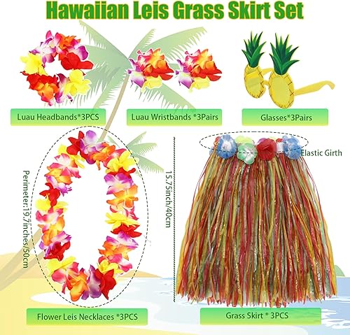 Miniatura 6 de Falda hawaiana de hierba Leis para fiesta Luau, faldas hawaianas de Luau Hula para decoraciones de fiesta, suministros de recuerdos