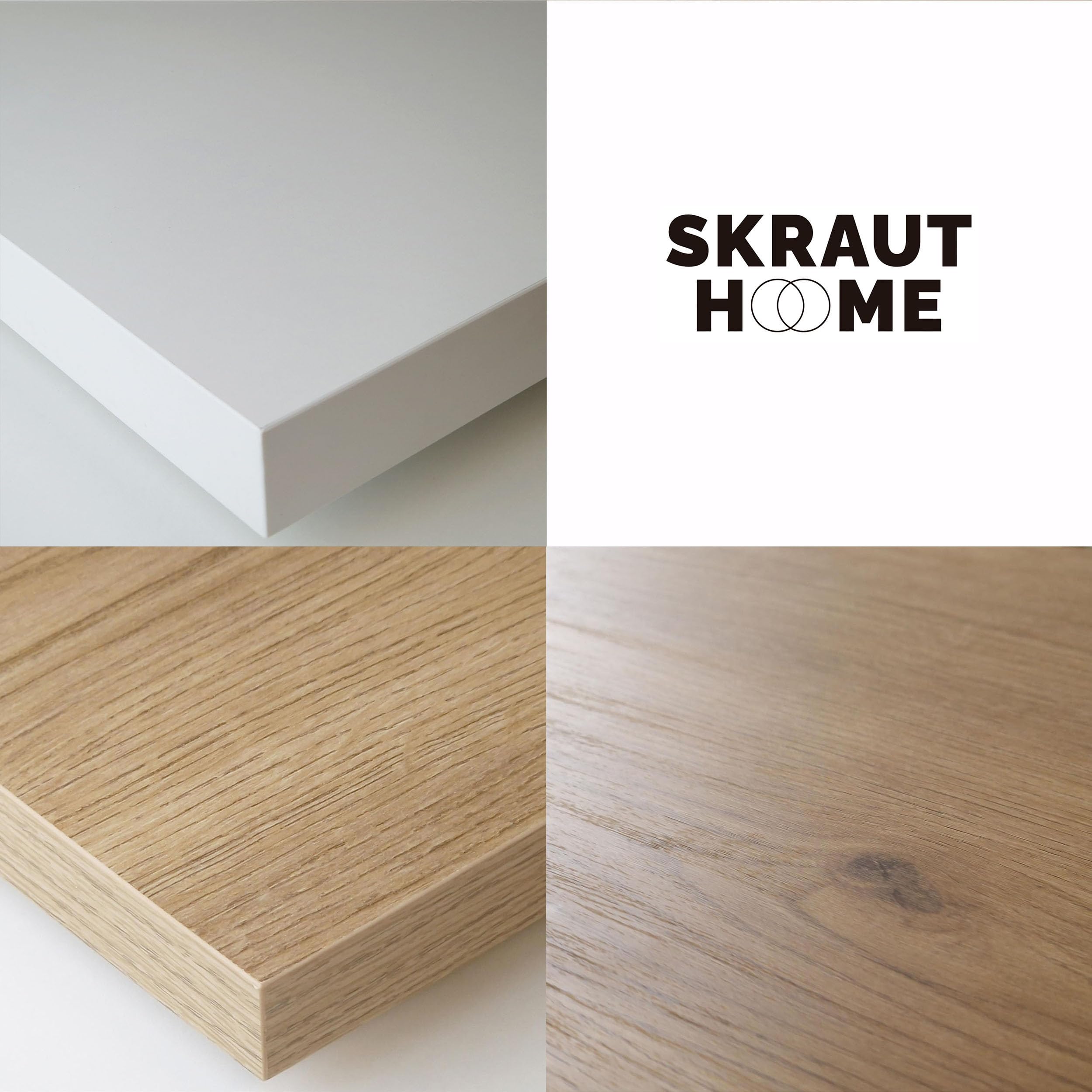 Skraut Home | Meuble TV | Banc Télé | Grand Espace de Rangement | 260x45x35cm | TV Grand Format | Cheminée électrique | Style Moderne | Blanc et Chêne Soft