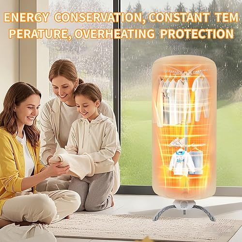 Vista 7 de Secadoras portátiles para lavandería, 900 W de secado rápido, secadora de ropa portátil para ropa y zapatos, secadora de lavandería portátil de gran