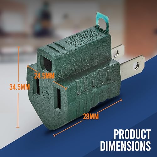 Miniatura 2 de Enchufe adaptador de conexión a tierra de 3 clavijas a 2 clavijas, 2 piezas para tomas de corriente, eléctrica, hogar, talleres, industrial,